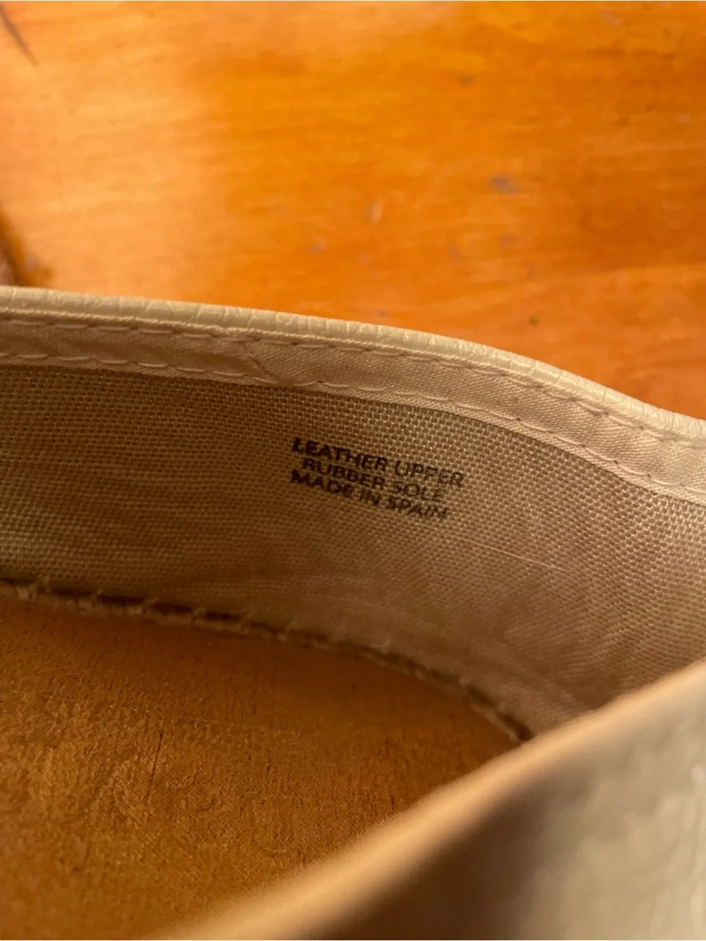 Maypol Cream Slip-On Pebbled Leather Women’s Espadrille Flats Size EU 38 US 7.5